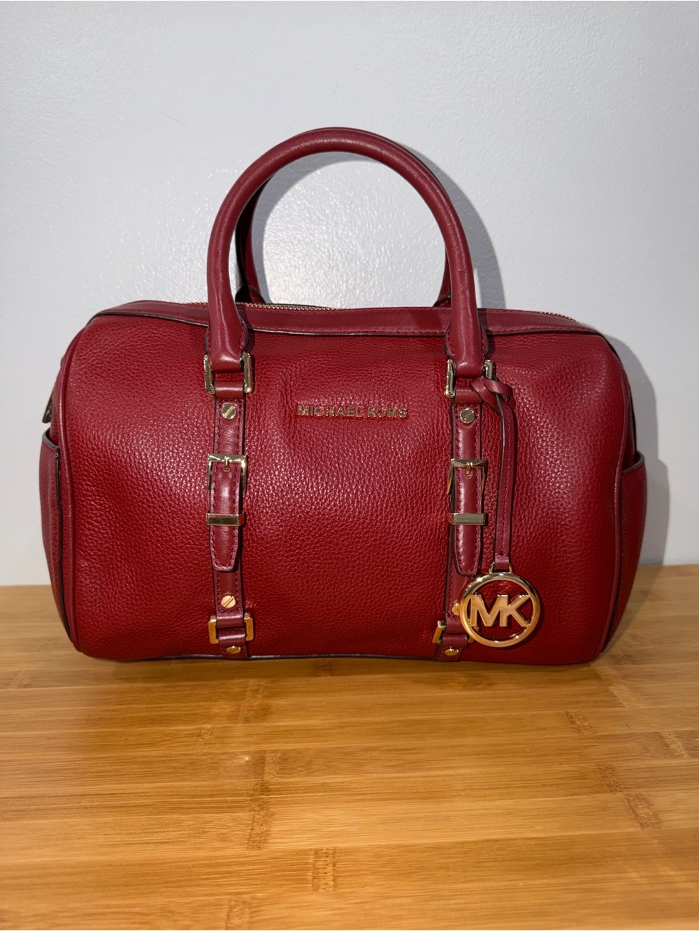 Michael Kors Bedford Legacy Medium Duffle Satchel Brandy Leather Crossbody